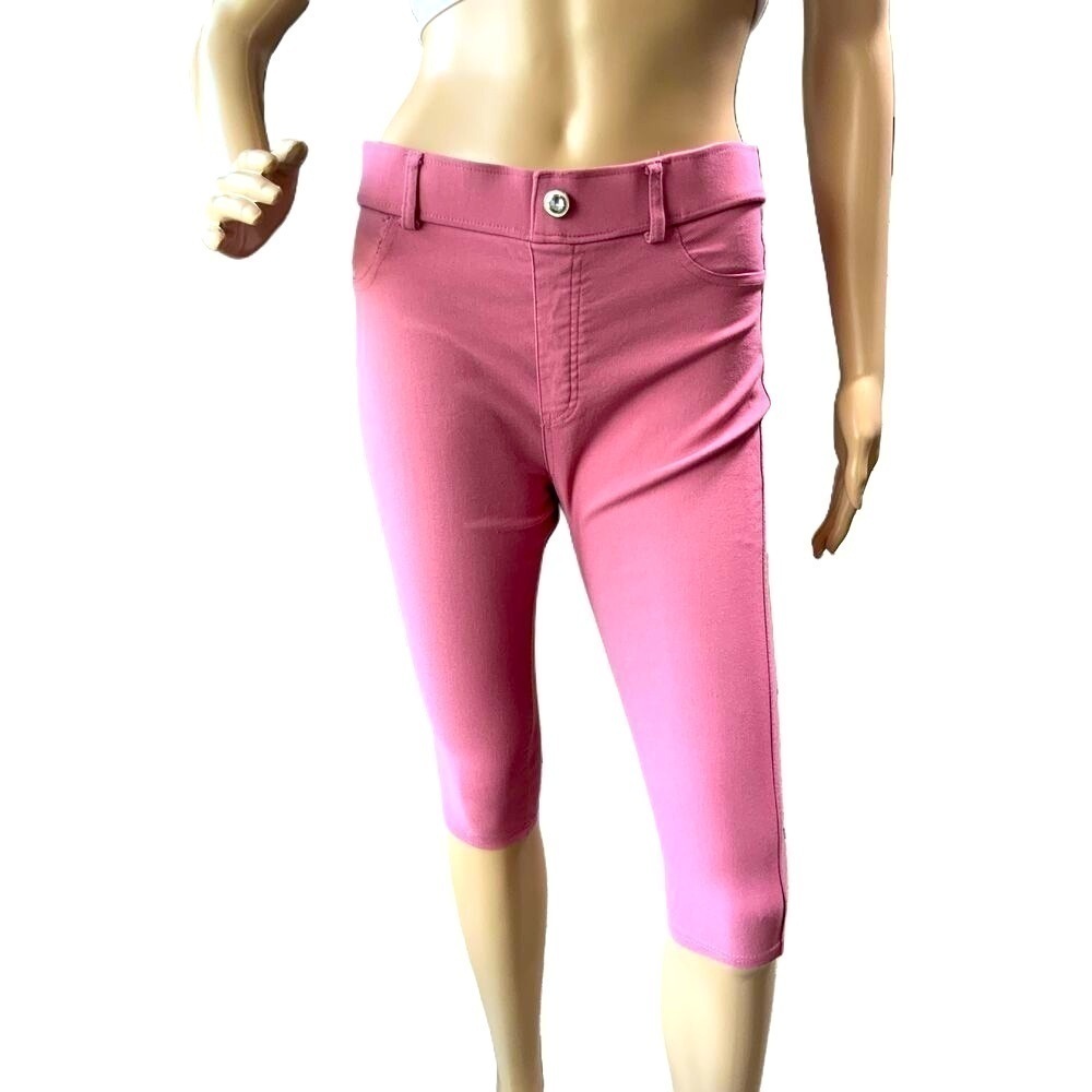 Thrill Pink Button Closure Belt Loops‎ Capri Pants Size Large (12)